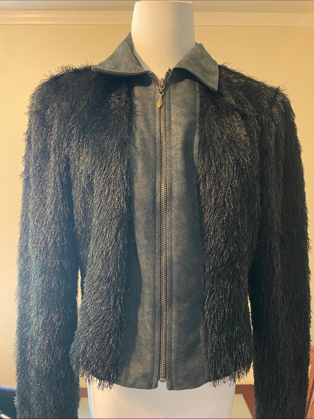 Vintage Nancy Bolen City Girl Faux-Fur Zip Jacket, matching pants, belt